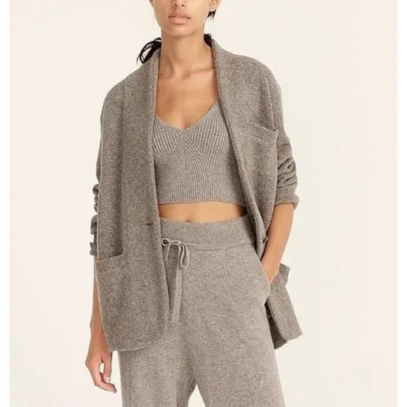 NWT J.Crew Cocoon Sweater Blazer Wool Merino Alpaca in Light Gray, Size XS - Picture 2 of 12